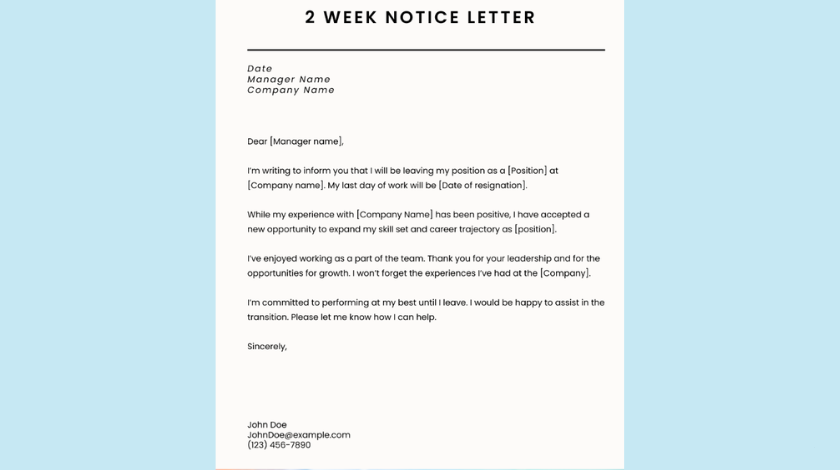 two week notice letter